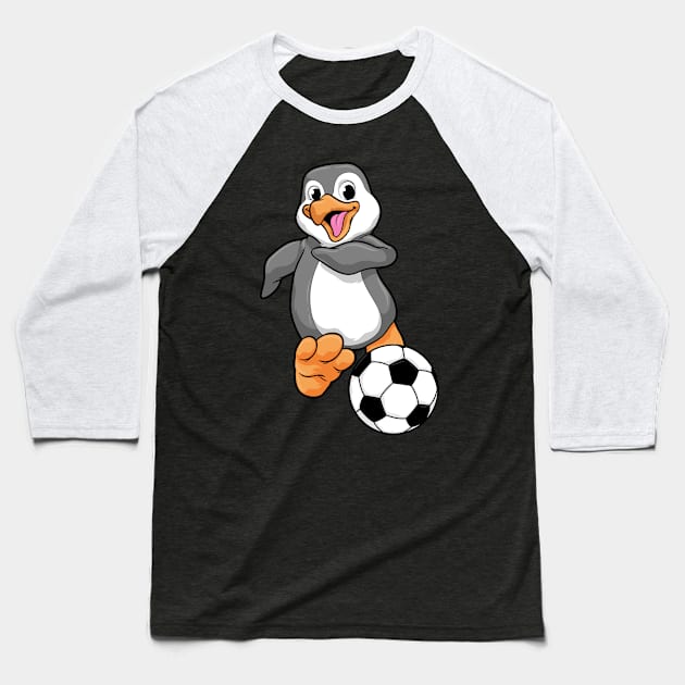 Penguin as Soccer player with Soccer ball Baseball T-Shirt by Markus Schnabel